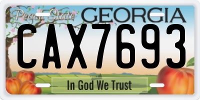 GA license plate CAX7693