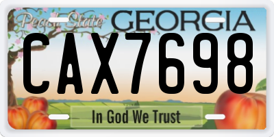 GA license plate CAX7698