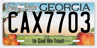 GA license plate CAX7703