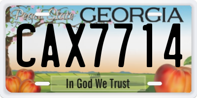 GA license plate CAX7714