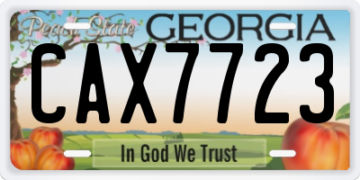 GA license plate CAX7723