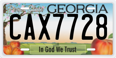 GA license plate CAX7728