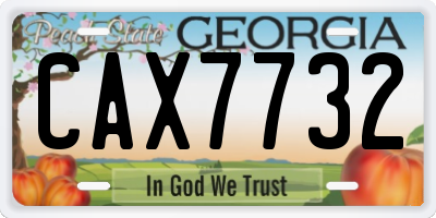 GA license plate CAX7732