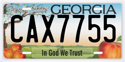 GA license plate CAX7755