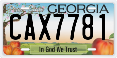 GA license plate CAX7781