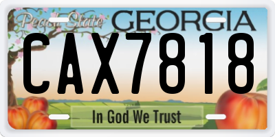 GA license plate CAX7818