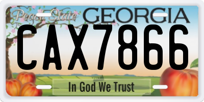 GA license plate CAX7866
