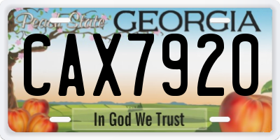 GA license plate CAX7920