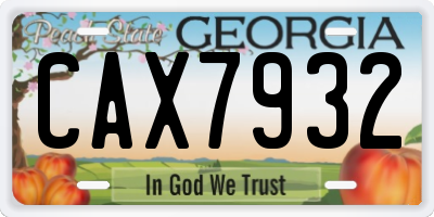 GA license plate CAX7932