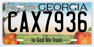 GA license plate CAX7936