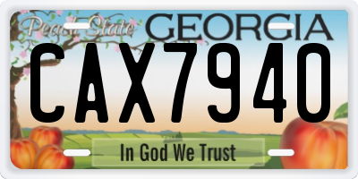 GA license plate CAX7940