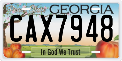GA license plate CAX7948