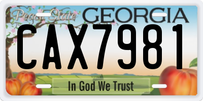 GA license plate CAX7981