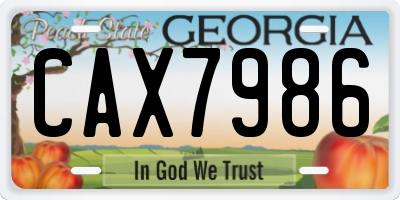 GA license plate CAX7986