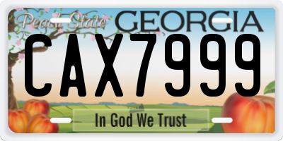 GA license plate CAX7999