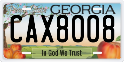 GA license plate CAX8008