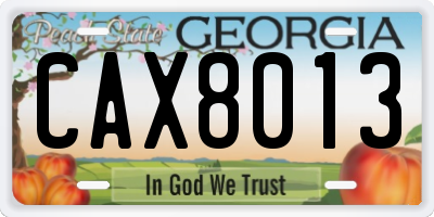 GA license plate CAX8013