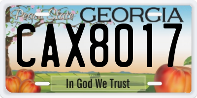 GA license plate CAX8017