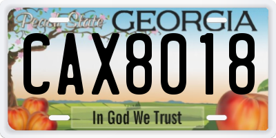 GA license plate CAX8018