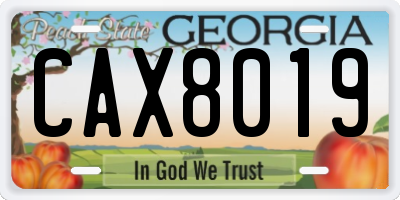 GA license plate CAX8019
