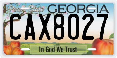 GA license plate CAX8027
