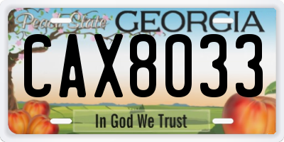 GA license plate CAX8033