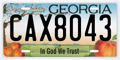 GA license plate CAX8043