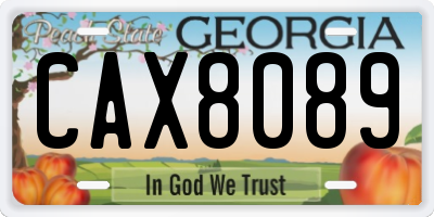 GA license plate CAX8089