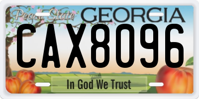 GA license plate CAX8096