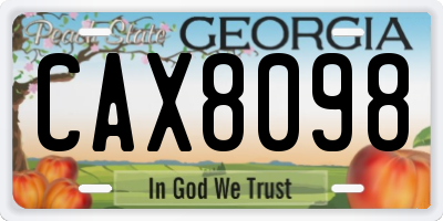 GA license plate CAX8098