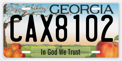 GA license plate CAX8102
