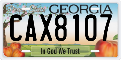 GA license plate CAX8107