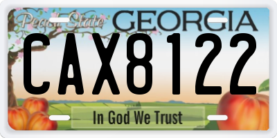 GA license plate CAX8122