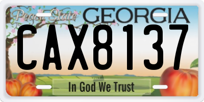 GA license plate CAX8137
