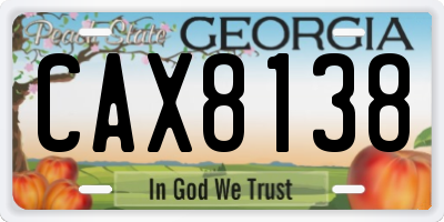 GA license plate CAX8138