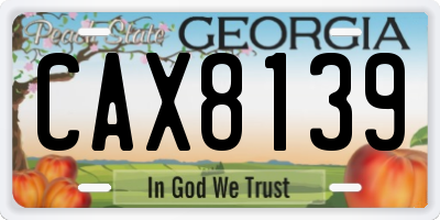 GA license plate CAX8139
