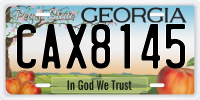 GA license plate CAX8145