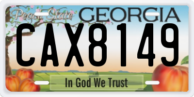GA license plate CAX8149