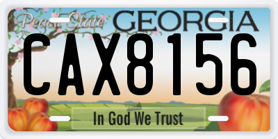 GA license plate CAX8156