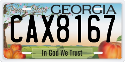 GA license plate CAX8167