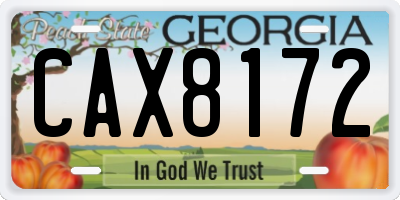 GA license plate CAX8172