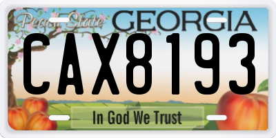 GA license plate CAX8193