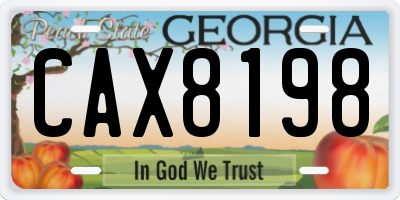 GA license plate CAX8198