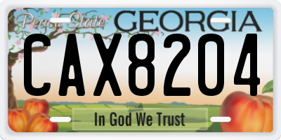 GA license plate CAX8204
