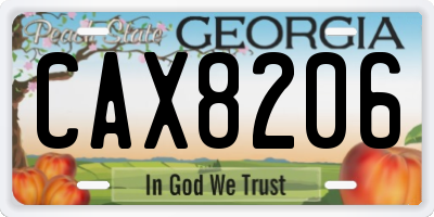 GA license plate CAX8206