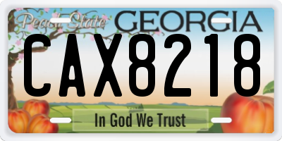 GA license plate CAX8218