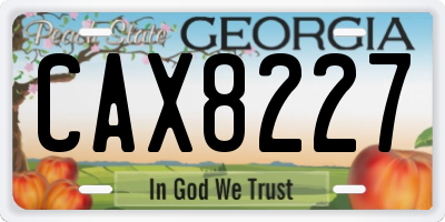 GA license plate CAX8227