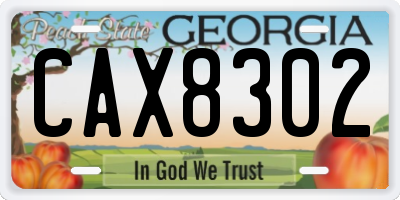 GA license plate CAX8302