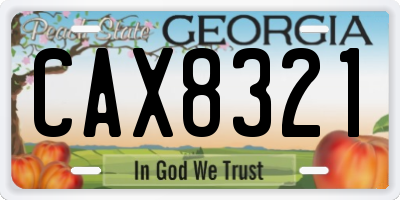 GA license plate CAX8321