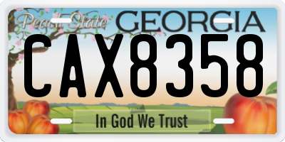 GA license plate CAX8358